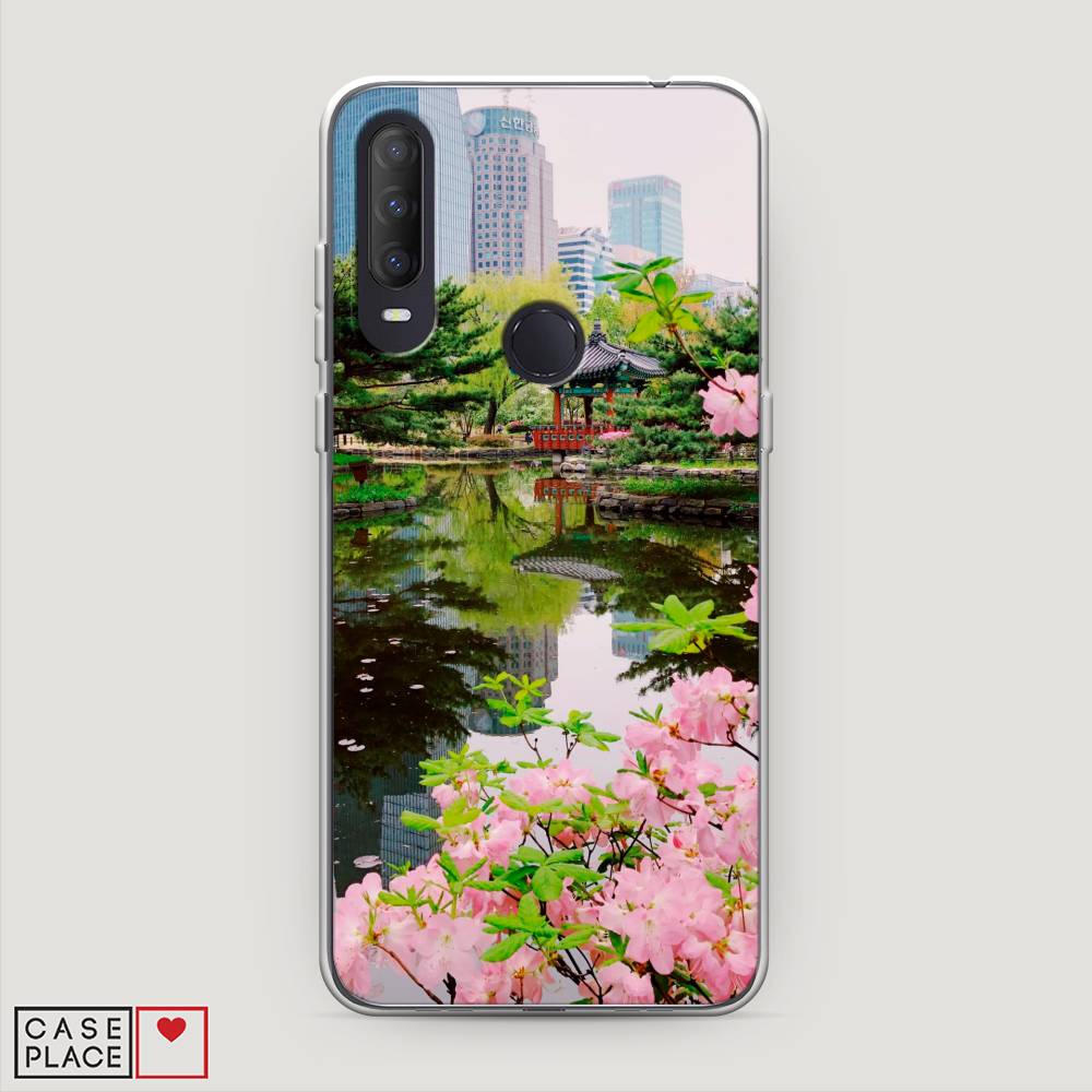 

Чехол на Alcatel 1S (2020) "Сакура возле озера", Зеленый;розовый;голубой, 170850-2