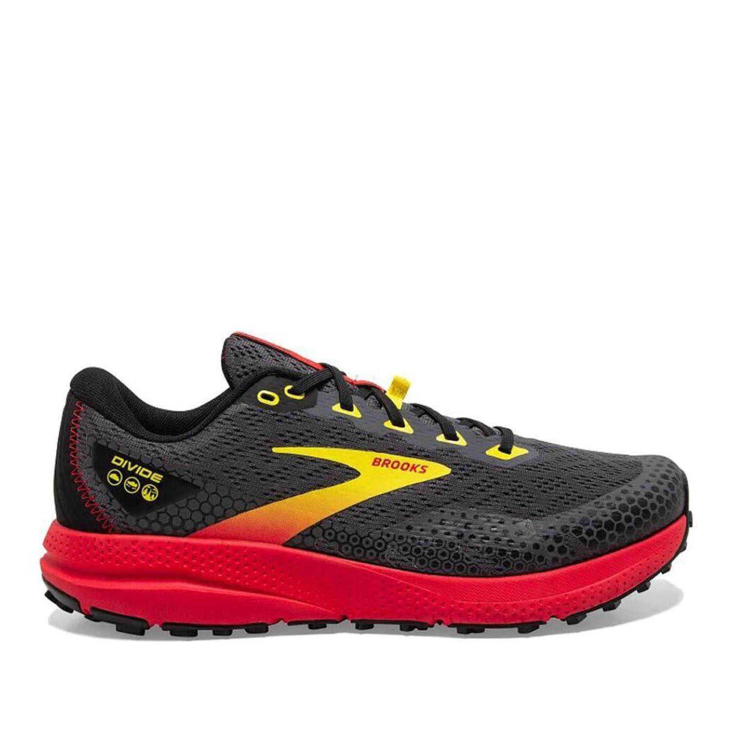 Беговые Кроссовки Brooks Divide 3 Black/Fiery Red/Blazing Yellow р.11.5 US