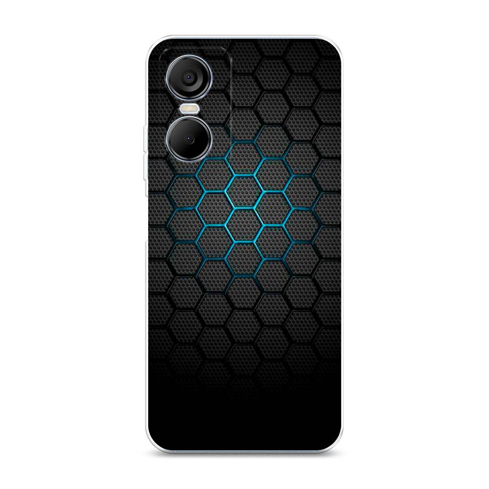 

Чехол Awog "Бирюзовые соты" на Tecno Pop 6 pro / Техно Поп 6 Про, Голубой;синий;черный