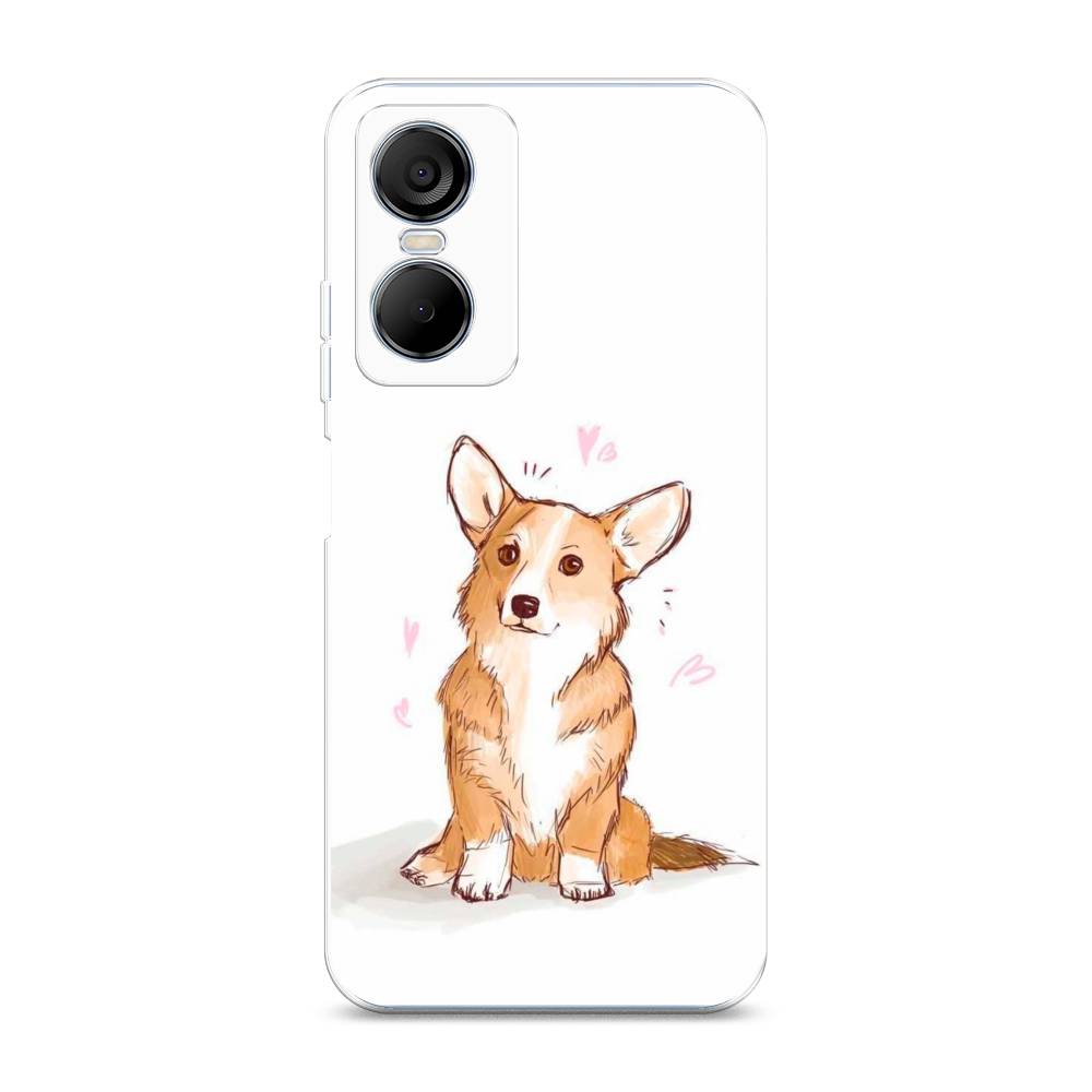 

Чехол Awog на Tecno Pop 6 pro / Техно Поп 6 Про "Корги любовь", Бежевый;белый