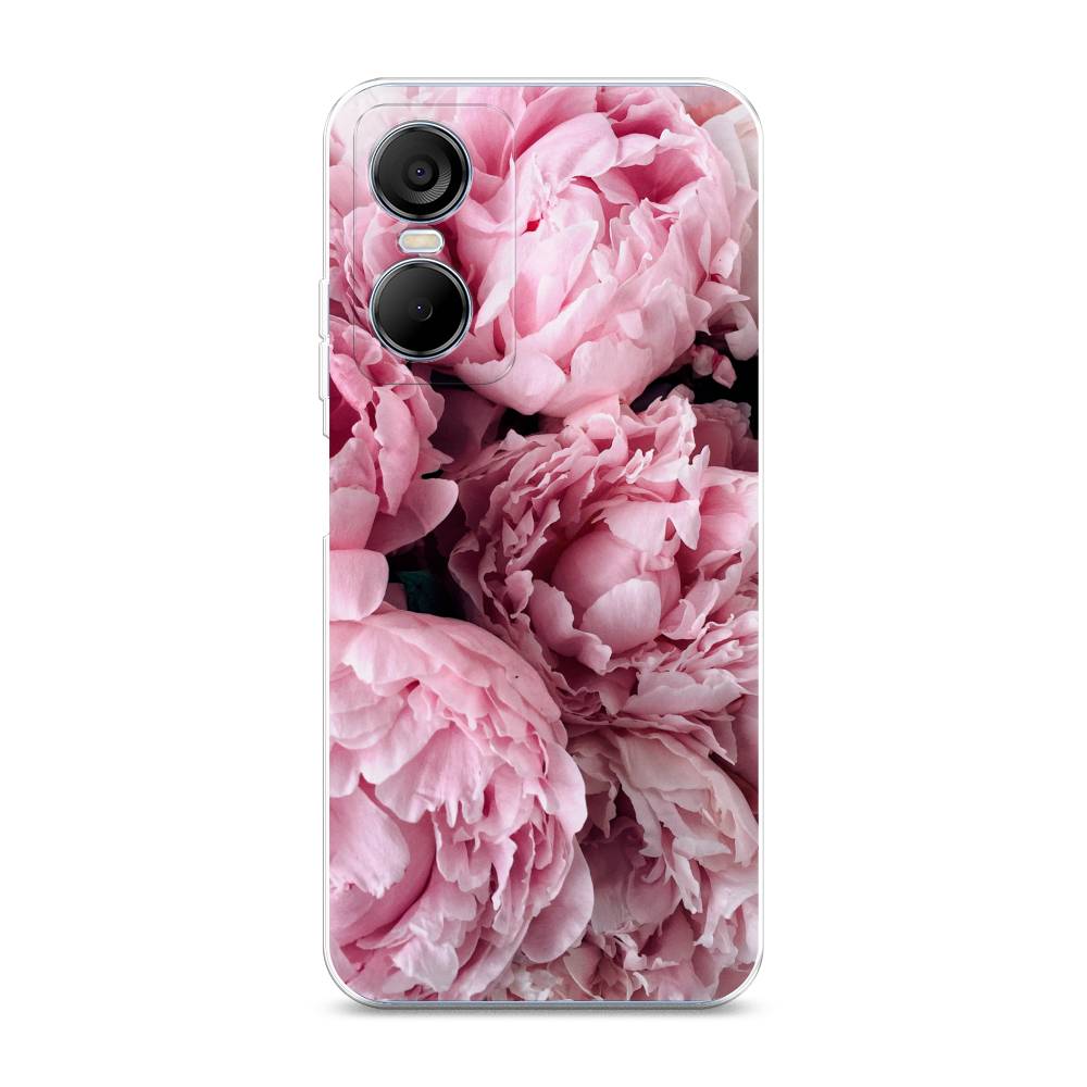 

Чехол Awog на Tecno Pop 6 pro / Техно Поп 6 Про "Нежные пионы", Розовый;черный;белый