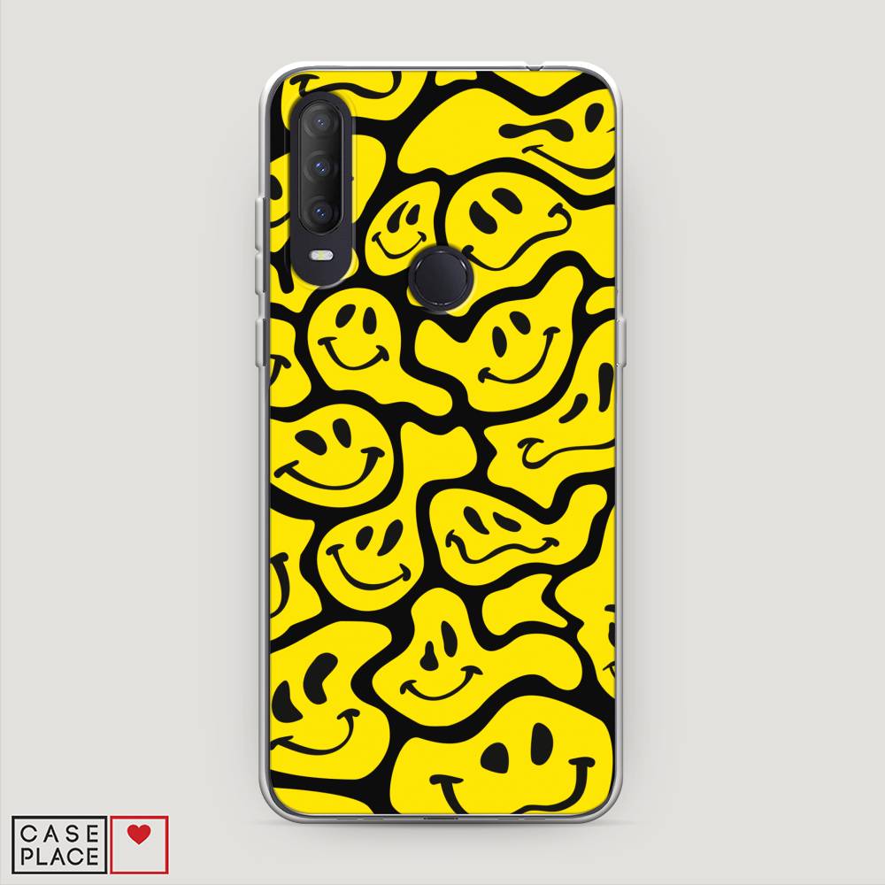 

Чехол на Alcatel 1S (2020) "Расплывчатые смайлики желтые", Черный;желтый, 170850-6