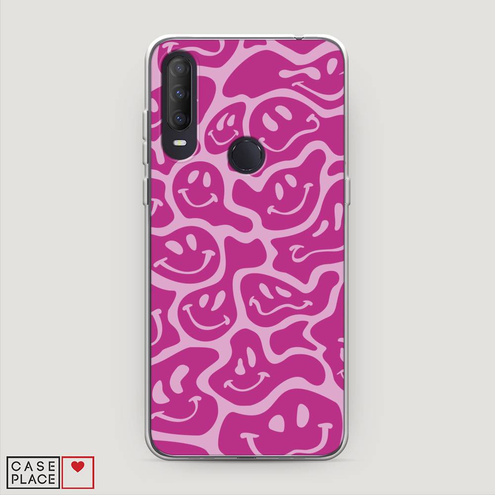 

Чехол на Alcatel 1S (2020) "Расплывчатые смайлики розовые", Фиолетовый, 170850-6
