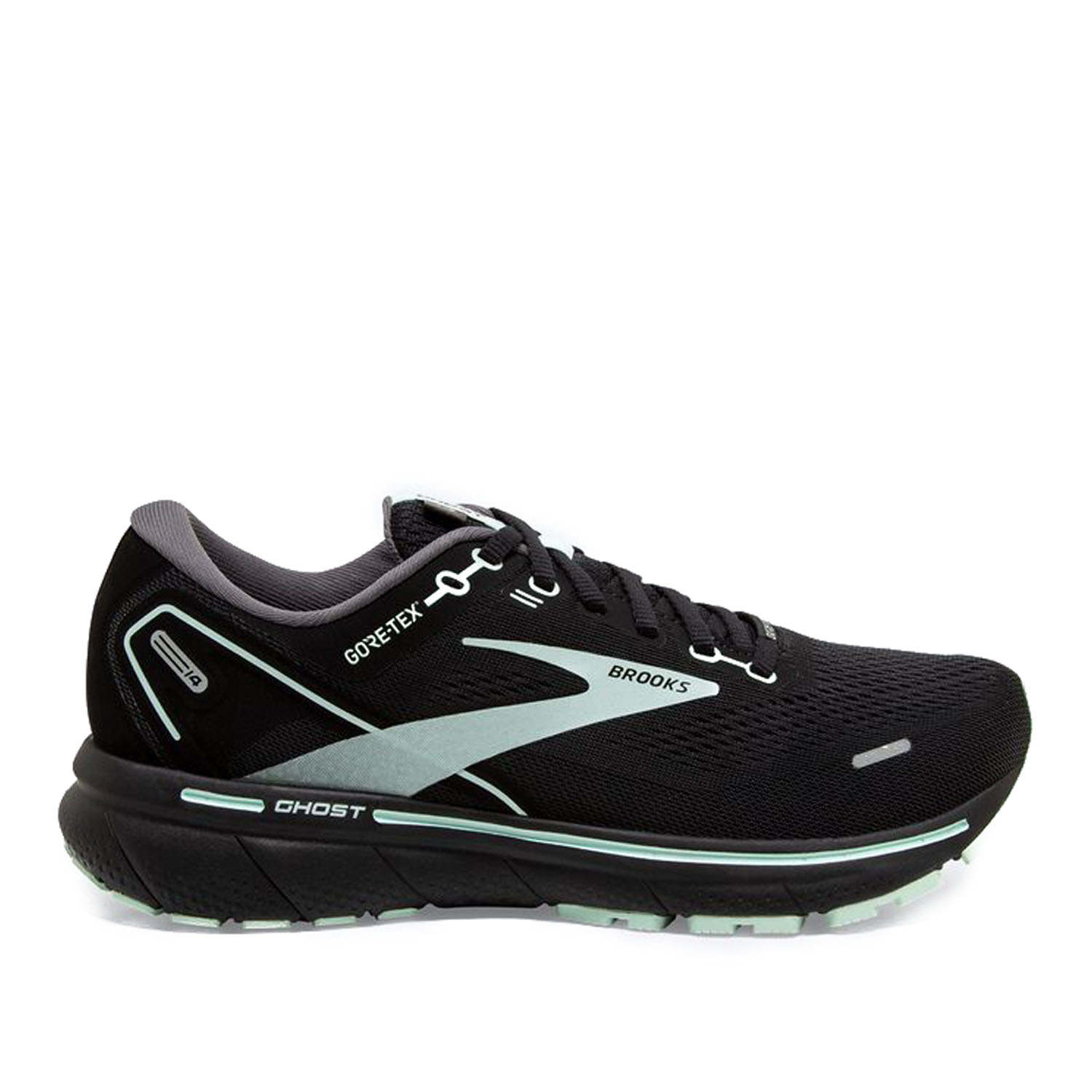 Спортивные кроссовки женкие Brooks Ghost 14 Gtx Black/Blackened Pearl/Aquaglass р.6 US