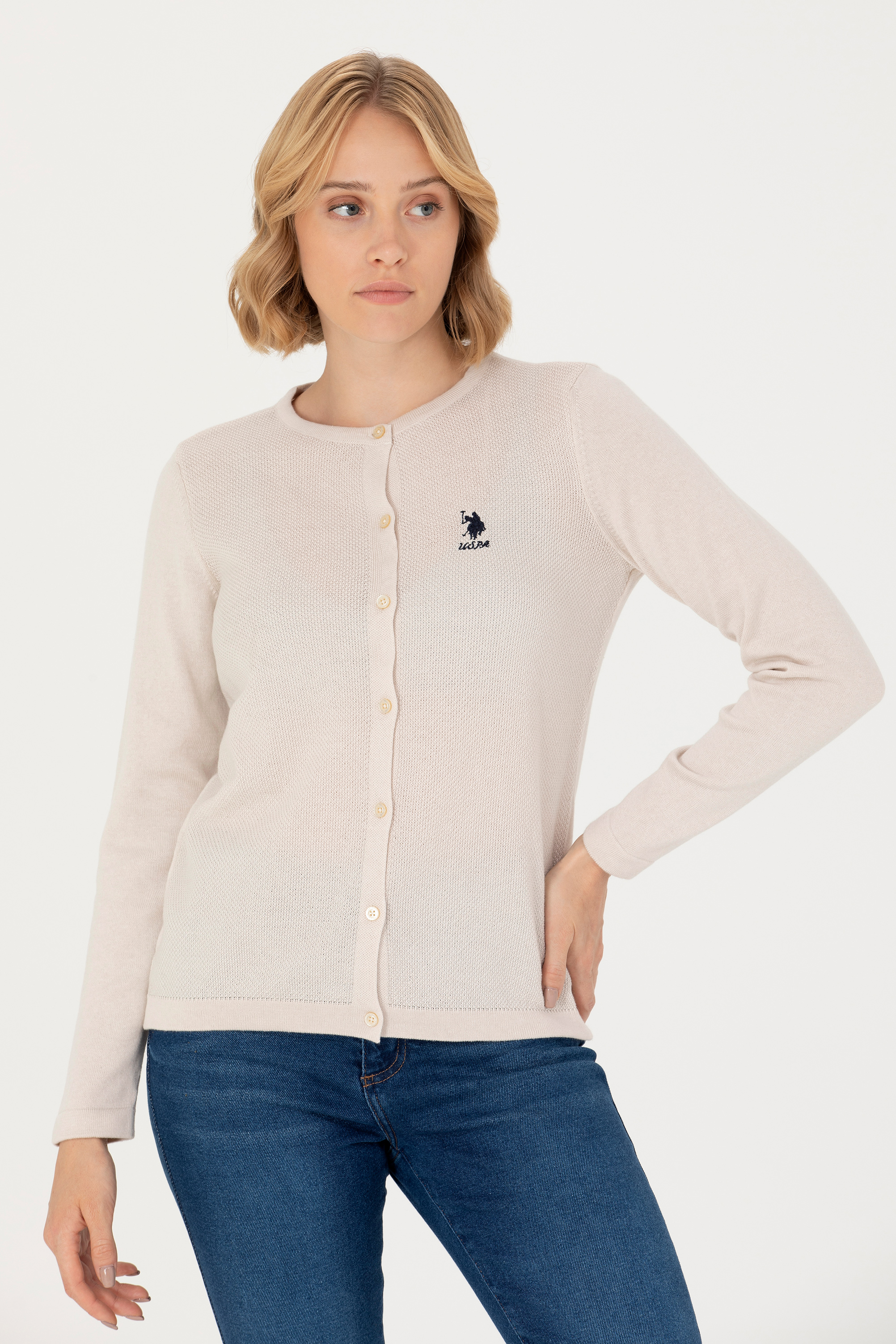 

Кардиган женский U.S. POLO Assn. G082SZ0TH0HOLEB23K-E бежевый M, G082SZ0TH0HOLEB23K-E