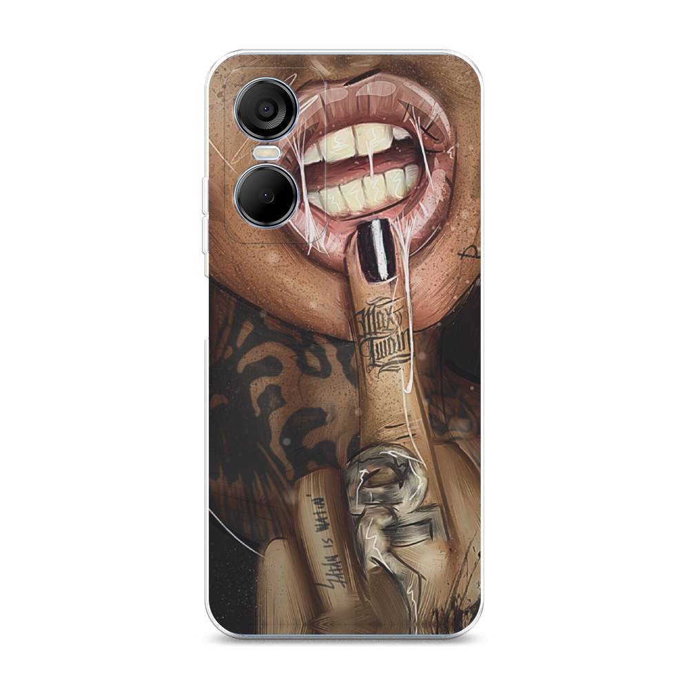 

Чехол Awog на Tecno Pop 6 pro / Техно Поп 6 Про "Девушка с татуировками", Бежевый;розовый;черный