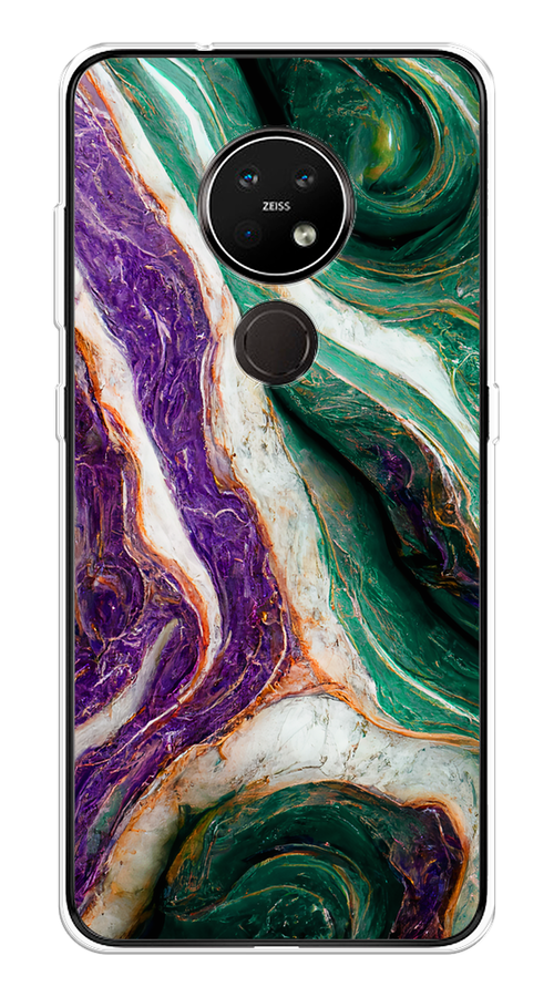 

Чехол на Nokia 6.2/7.2 "Фиолетово-зеленый мрамор", Зеленый;фиолетовый, 123150-1