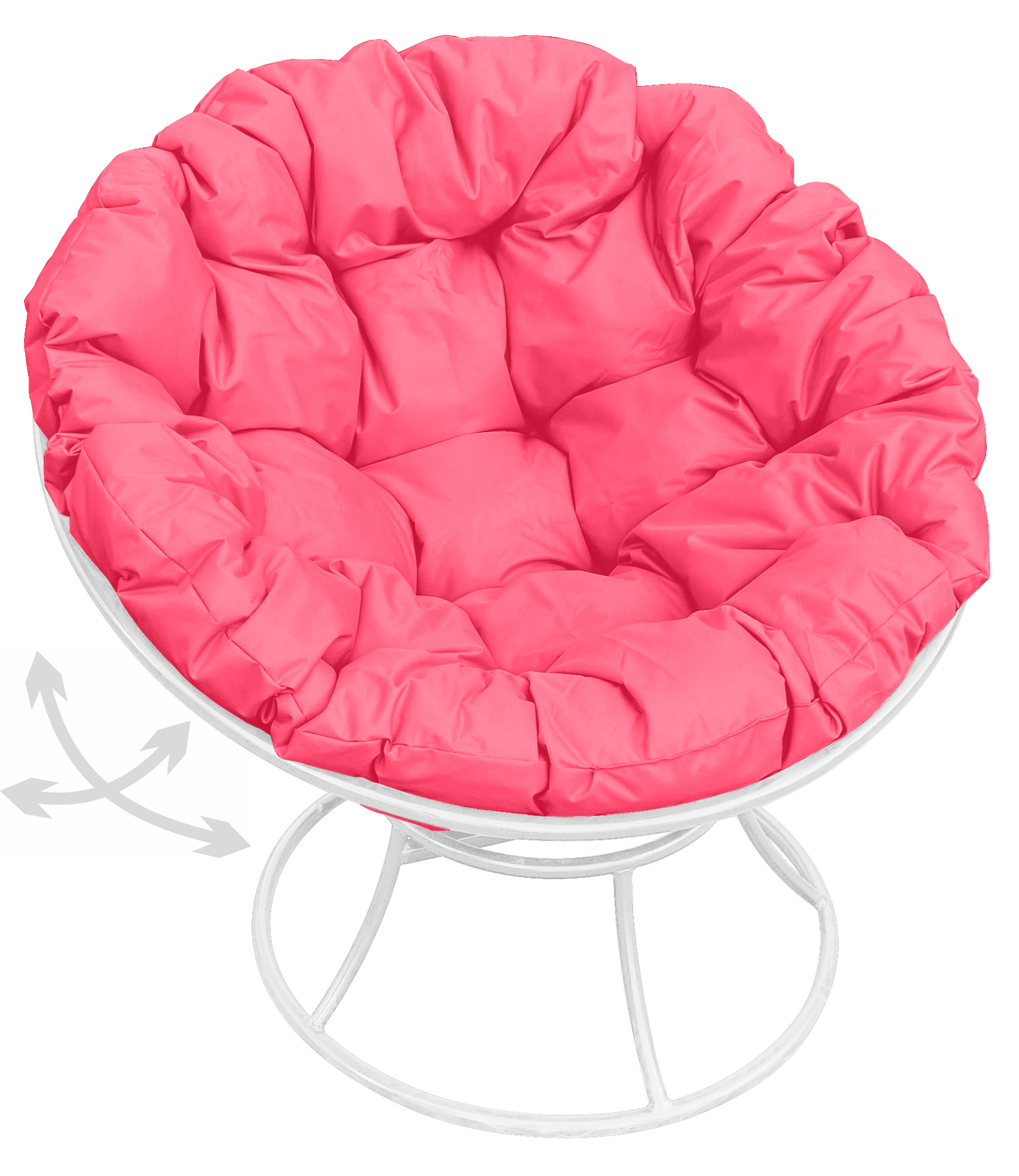 фото Кресло m-group "папасан" пружинка без ротанга белое, розовая подушка