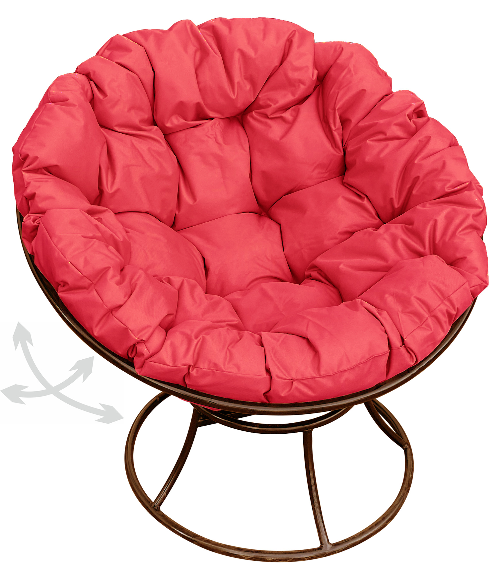 фото Кресло m-group "папасан" пружинка без ротанга коричневое, красная подушка