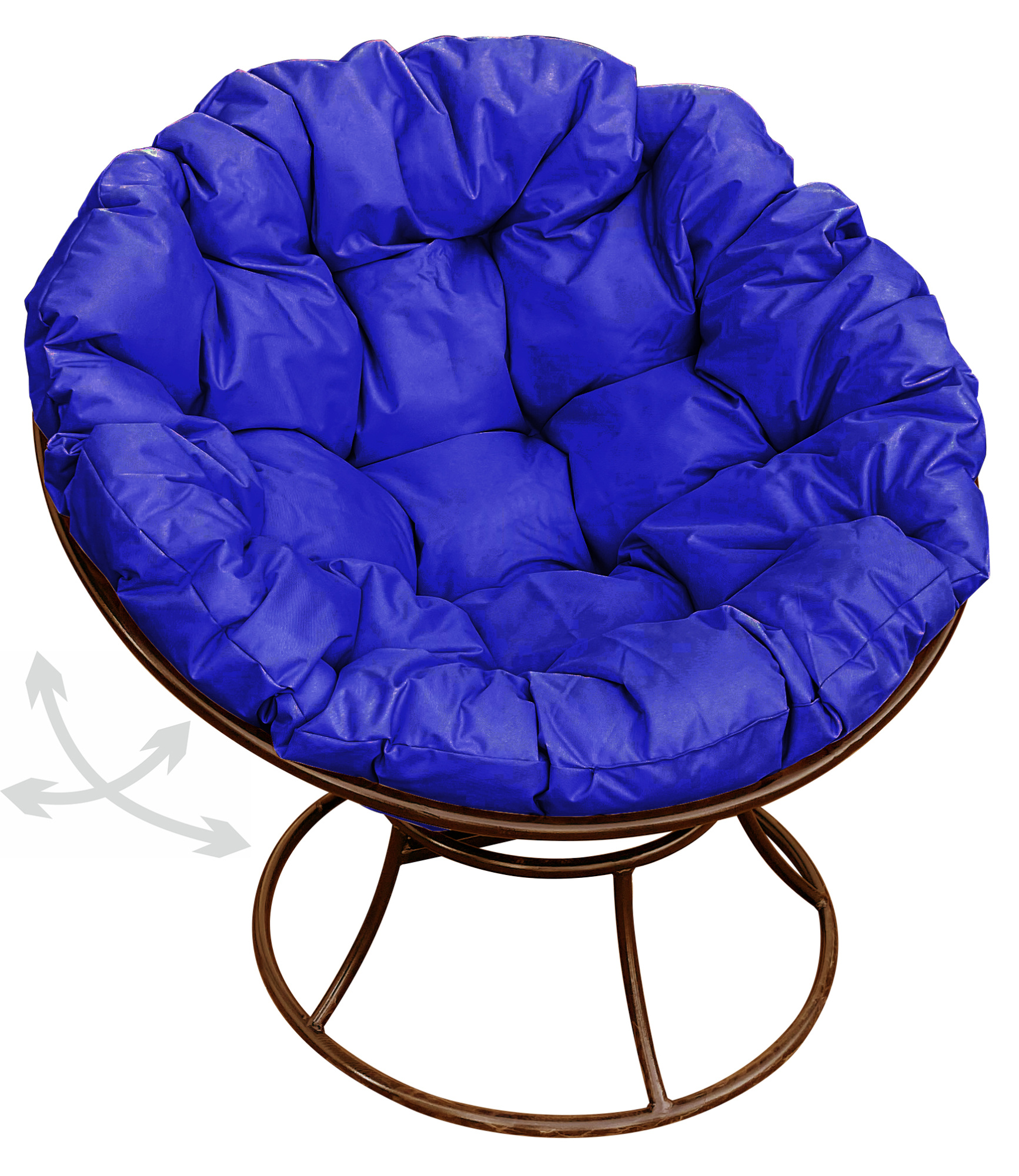 Кресло коричневое M-group Папасан пружинка 12040210 синяя подушка