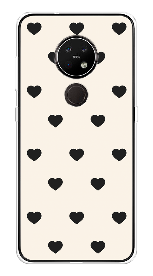 

Чехол на Nokia 6.2/7.2 "Черные сердечки на белом", Черный;белый, 123150-1
