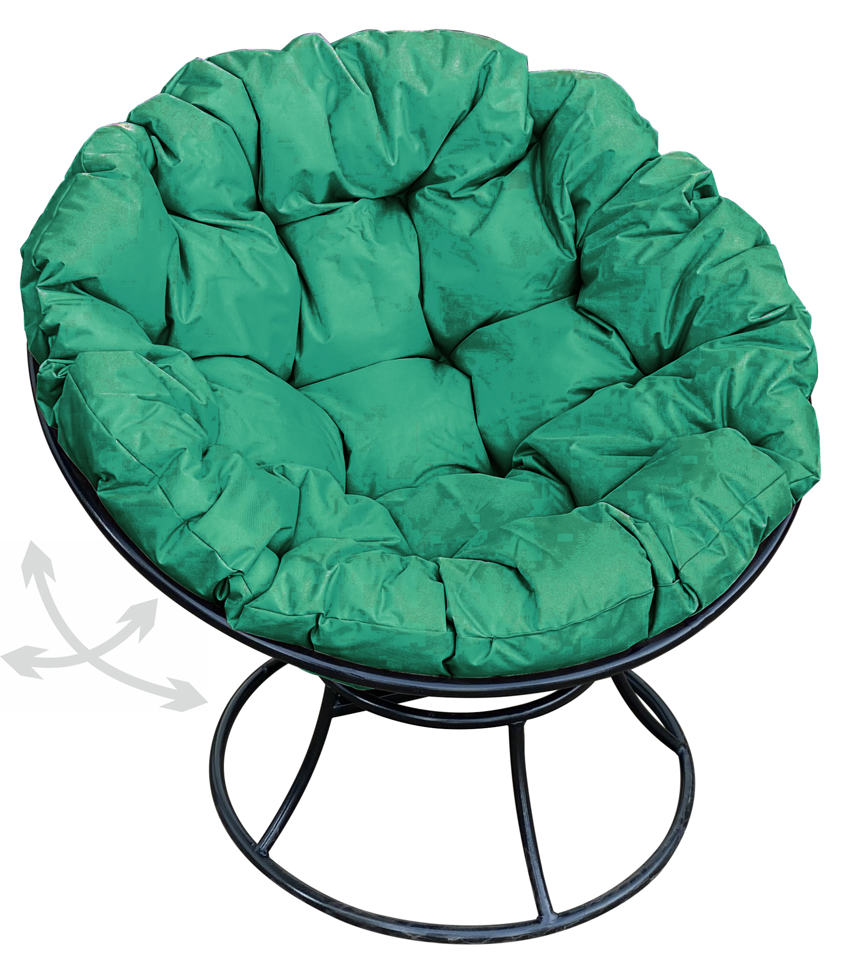 Кресло чёрное M-group Папасан пружинка 12040404 зелёная подушка