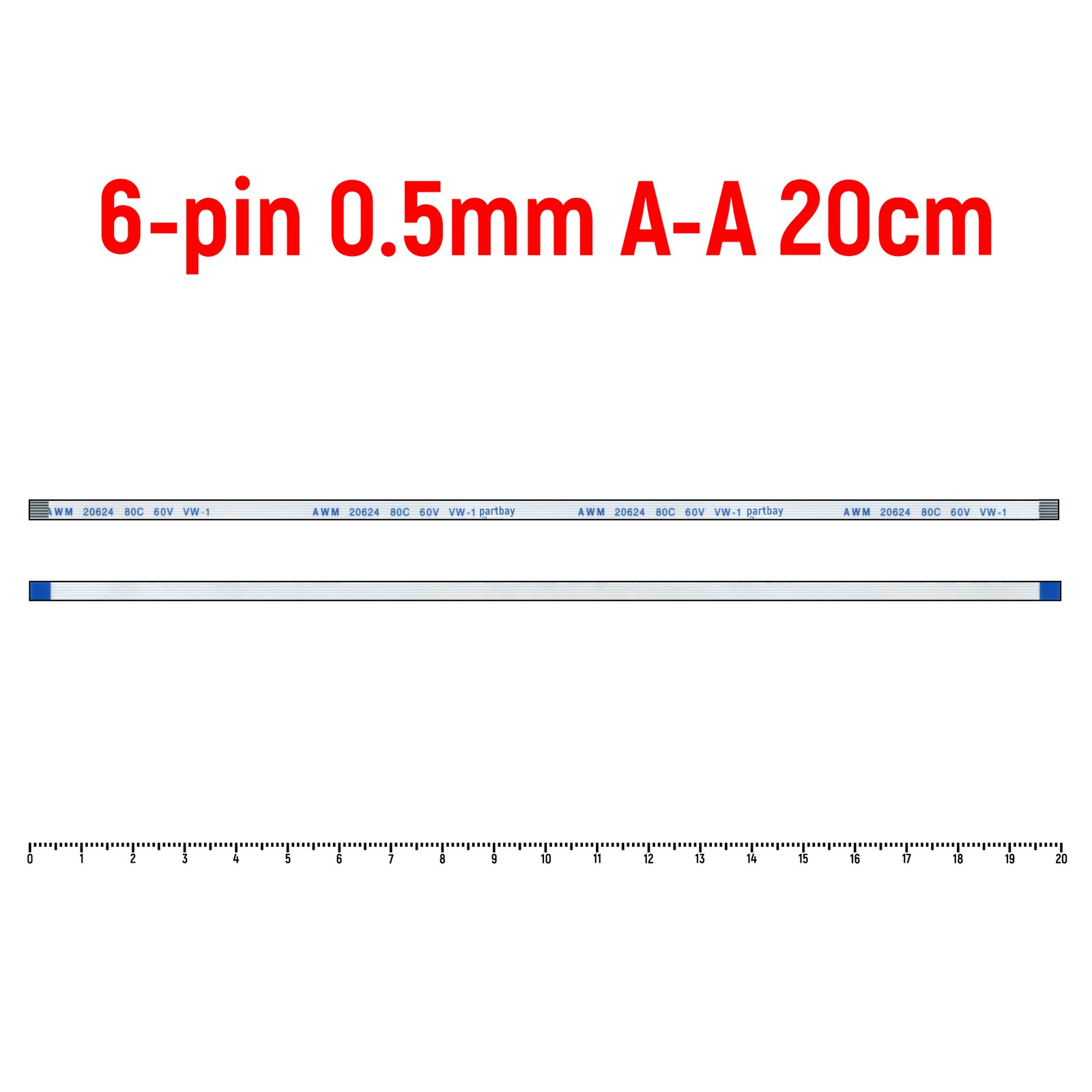 

Шлейф FFC 6-pin Шаг 0.5mm Длина 20cm