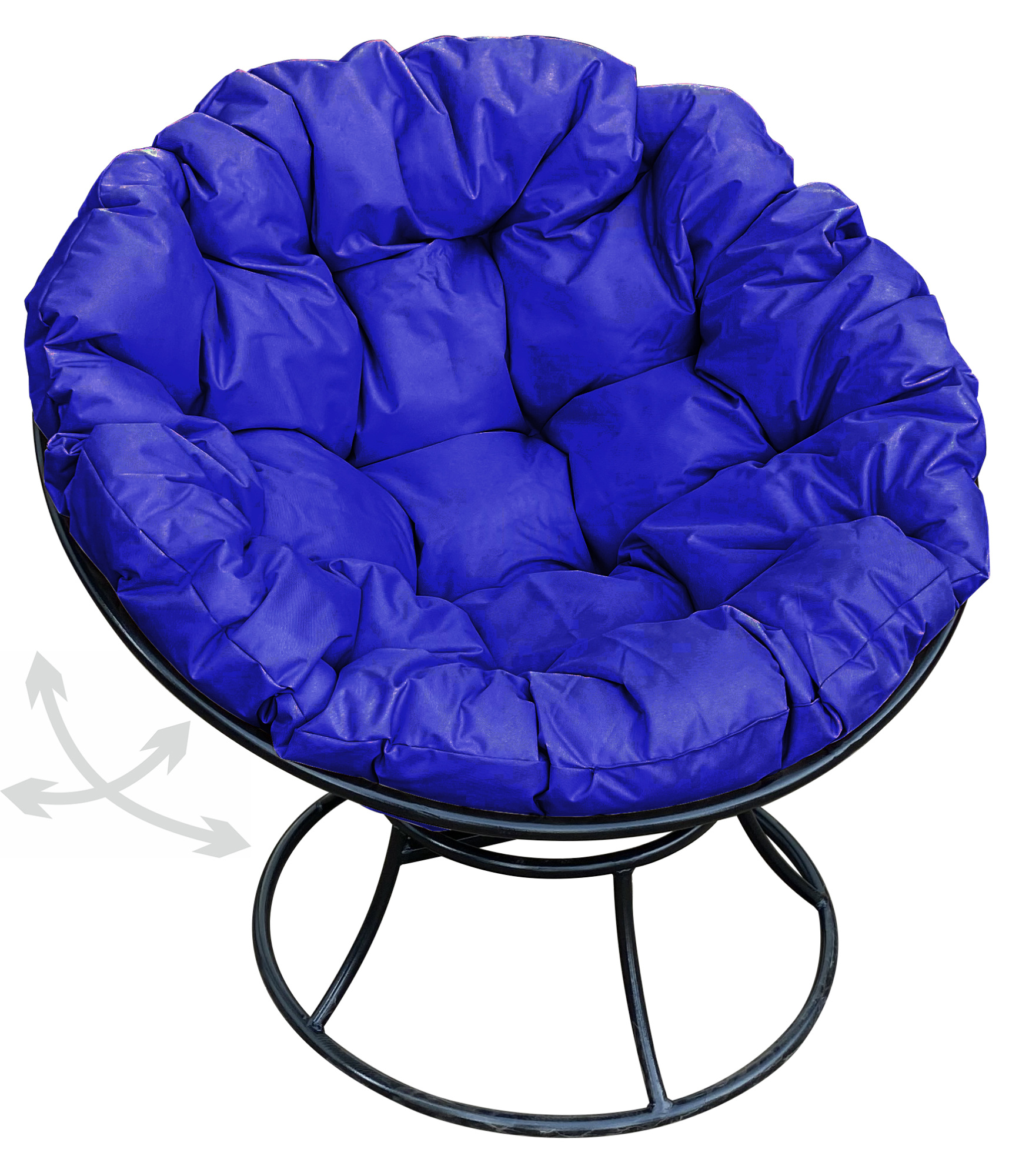 Кресло чёрное M-group Папасан пружинка 12040410 синяя подушка