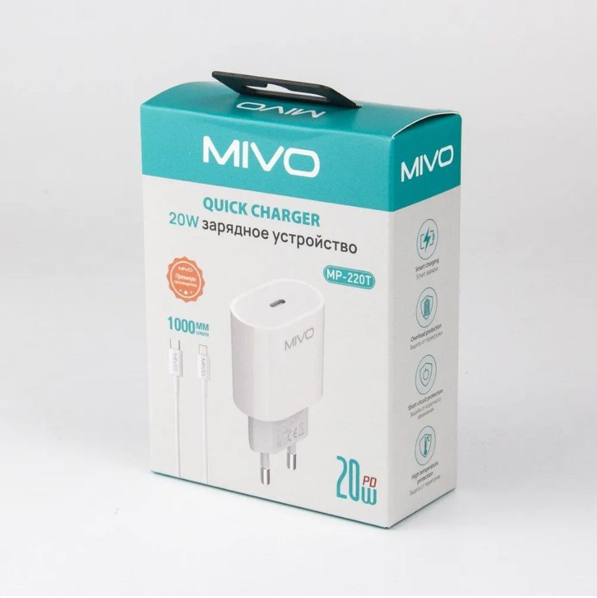 Сетевое зарядное устройство Mivo MP-220T Type-CLighting 20 Вт 17325 594₽