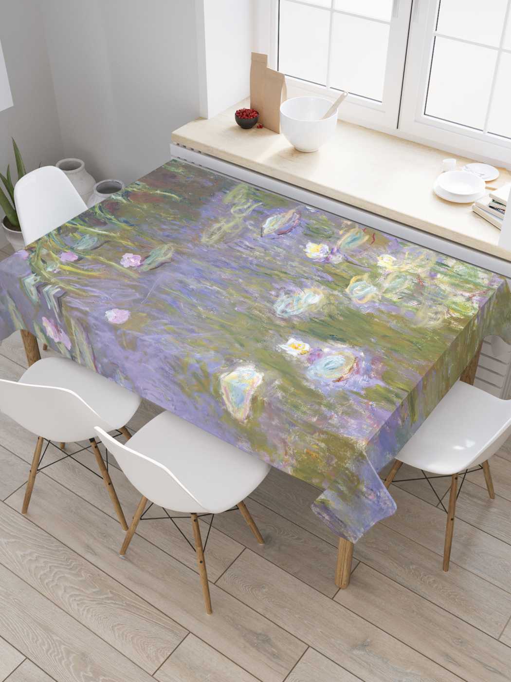 

Скатерть прямоугольная JoyArty "Водяные лилии" из оксфорда, 180x145 см, Зеленый, Водяные лилии