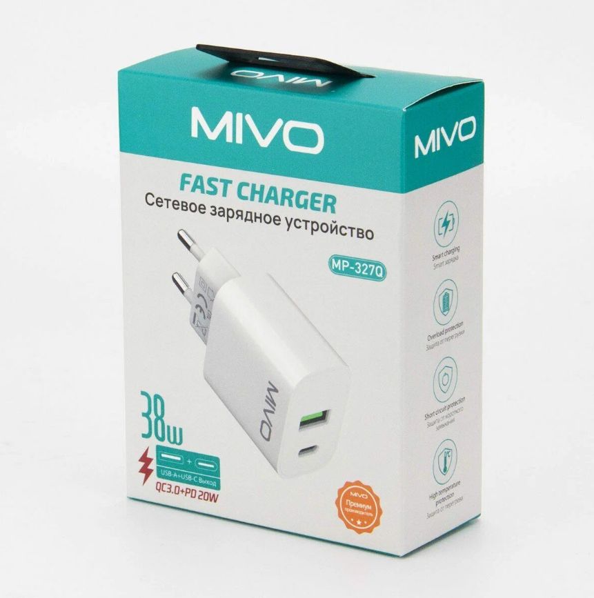 

Сетевое зарядное устройство Mivo MP-327Q USB Type-C 1xUSB Type-C 3 А белый, MP-327Q