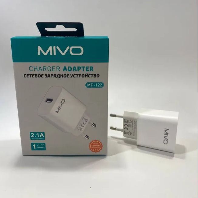 

Сетевое зарядное устройство Mivo MP-122 1xUSB 2.1 А белый, MP-122