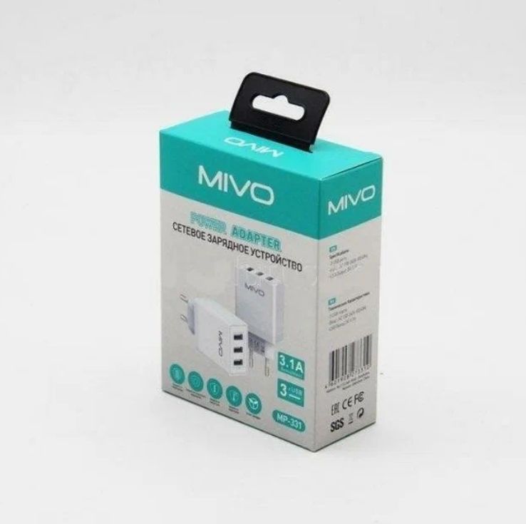 Сетевое зарядное устройство Mivo MP-331 3xUSB 3.1 А белый