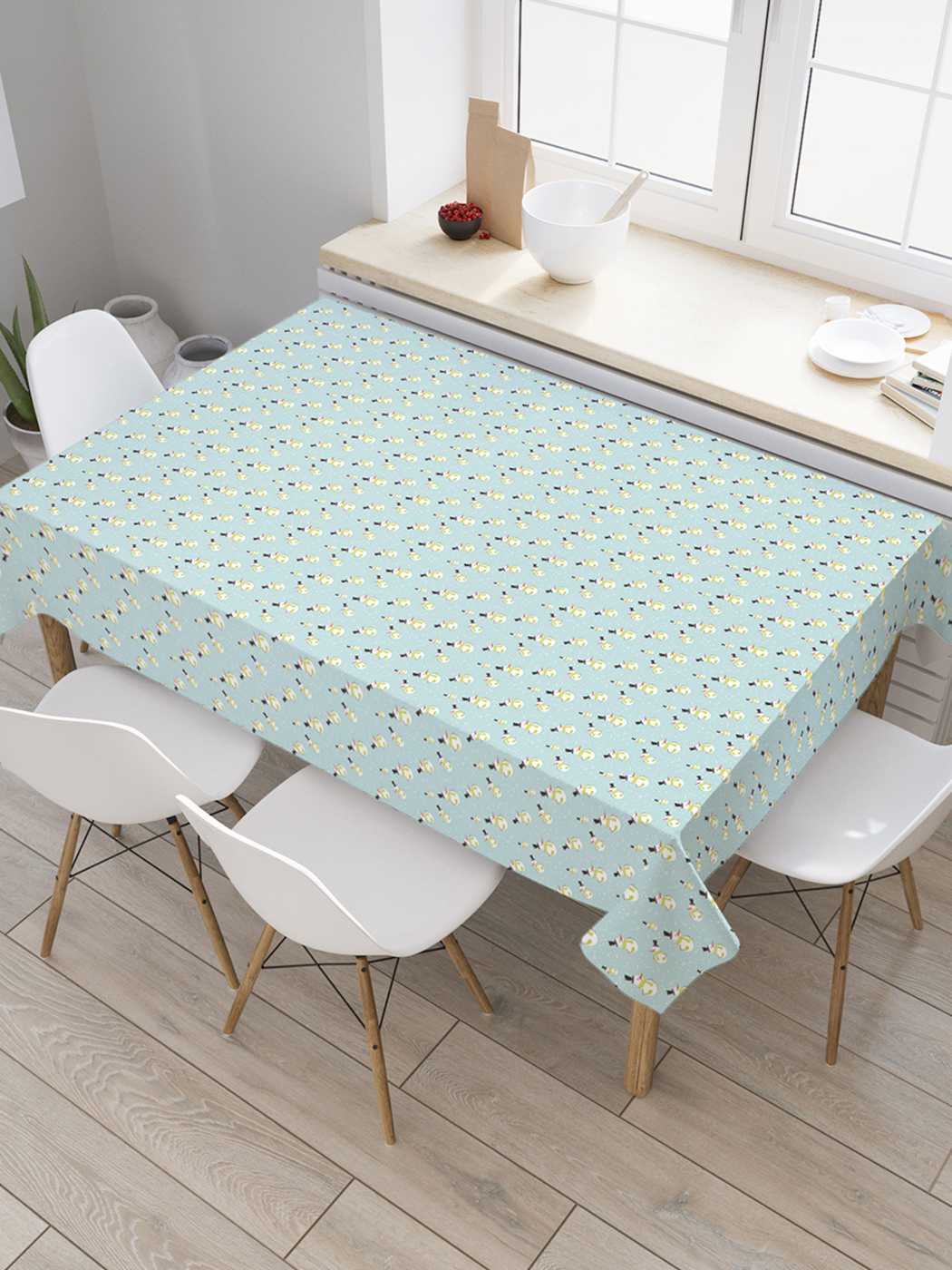 

Скатерть прямоугольная JoyArty "Нашествие снеговиков" из оксфорда, 180x145 см, Голубой, Нашествие снеговиков