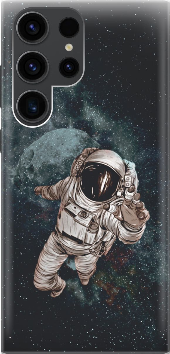 

Силиконовый чехол на Samsung Galaxy S23 Ultra с принтом "Космонавт", Белый;черный, 158334