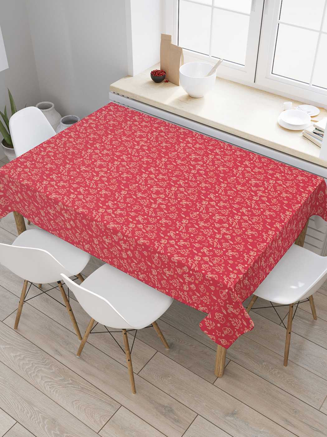 

Скатерть прямоугольная JoyArty "Красное веселье" из оксфорда, 180x145 см, Зеленый, Красное веселье