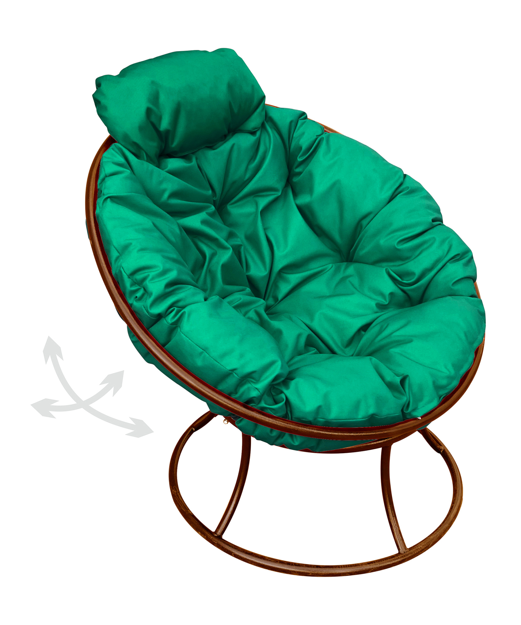 Кресло коричневое M-group Папасан пружинка мини 12080204 зелёная подушка