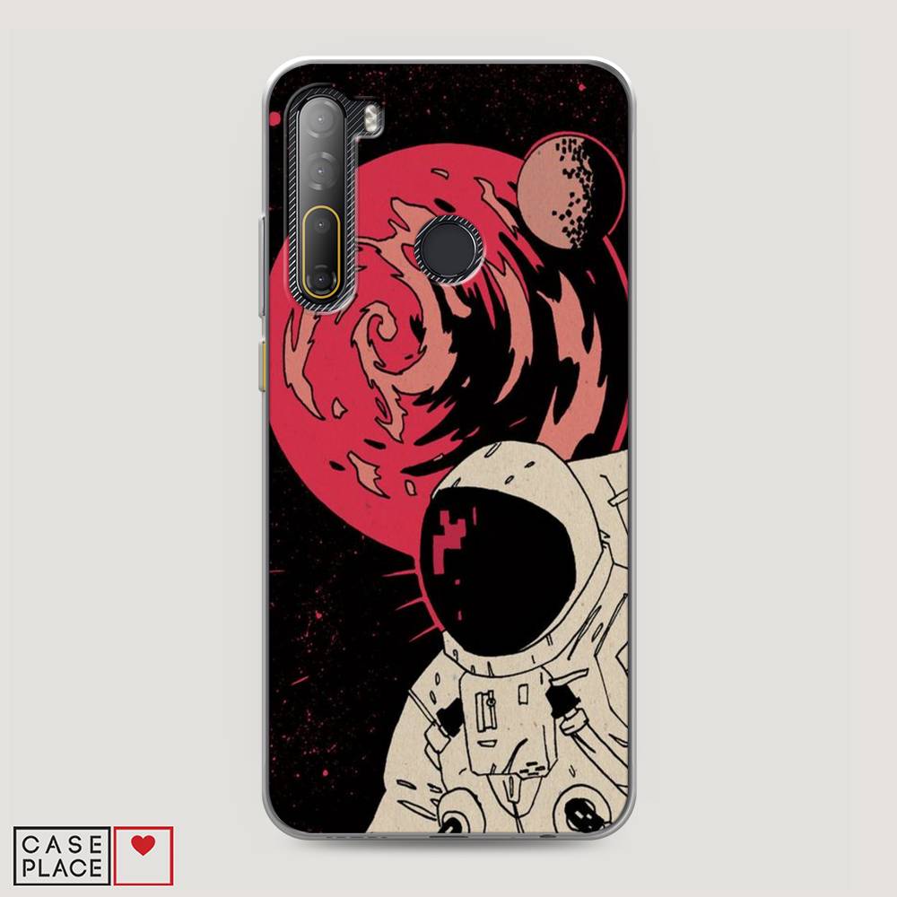 

Чехол на HTC Desire 20 Pro "Космонавт возле Марса", Черный;красный, 102750-2