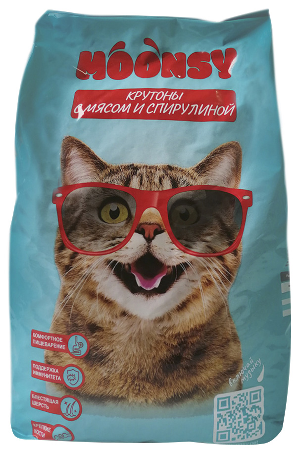 фото Сухой корм для кошек moonsy крутоны с мясом и спирулиной, 350 г