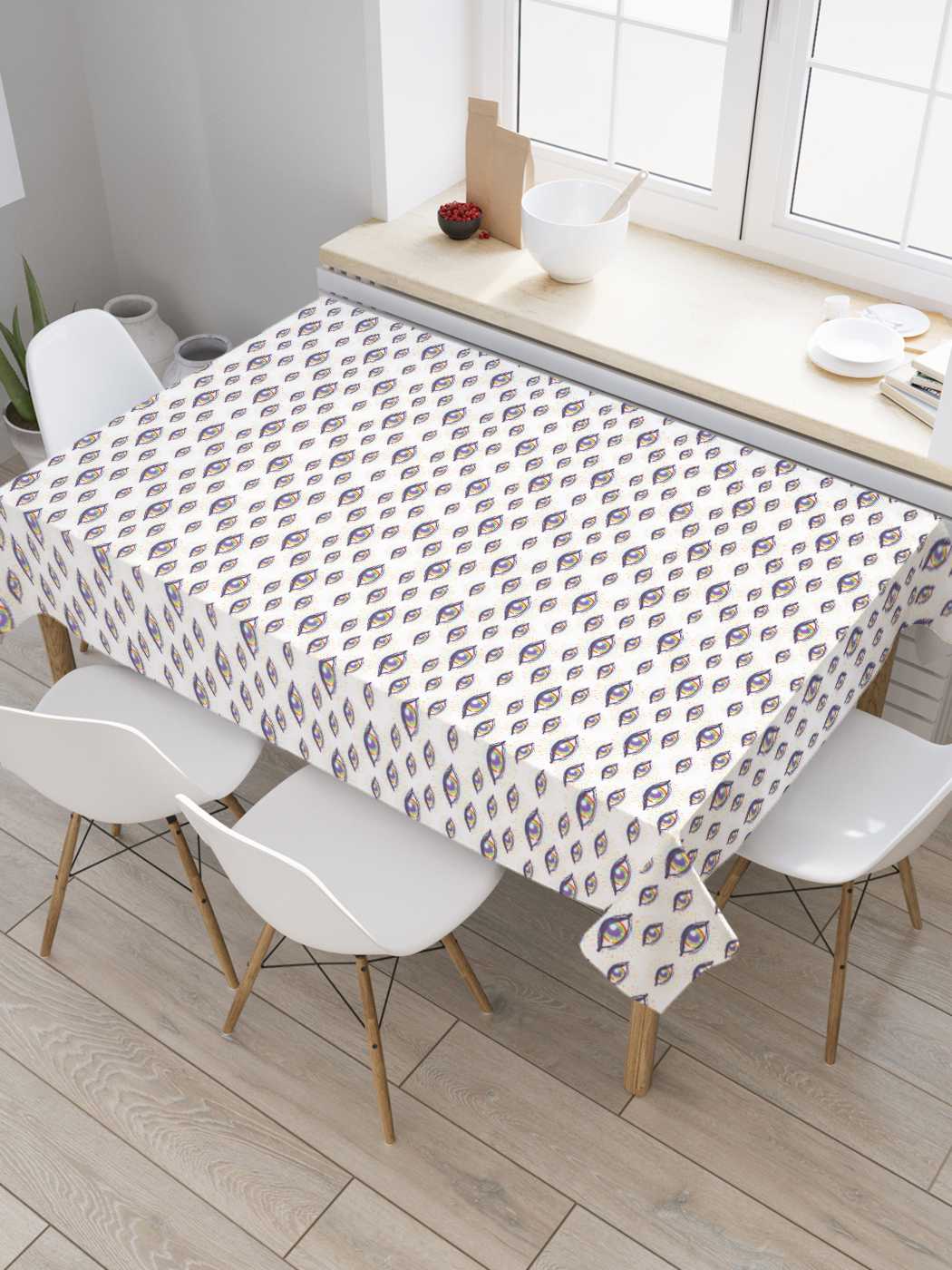 

Скатерть прямоугольная JoyArty "Радуга в глазах" из оксфорда, 180x145 см, Белый, Радуга в глазах