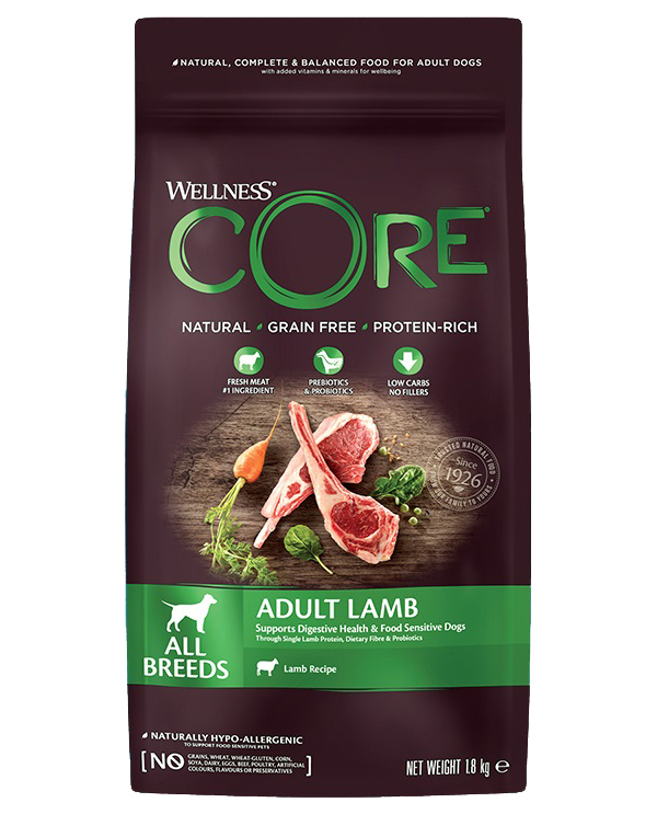

Сухой корм для собак Wellness Core из ягненка с яблоком, 1,8 кг