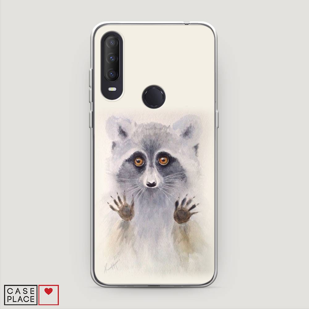 

Чехол на Alcatel 1S (2020) "Енот за стеклом", Бежевый;серый, 170850-4