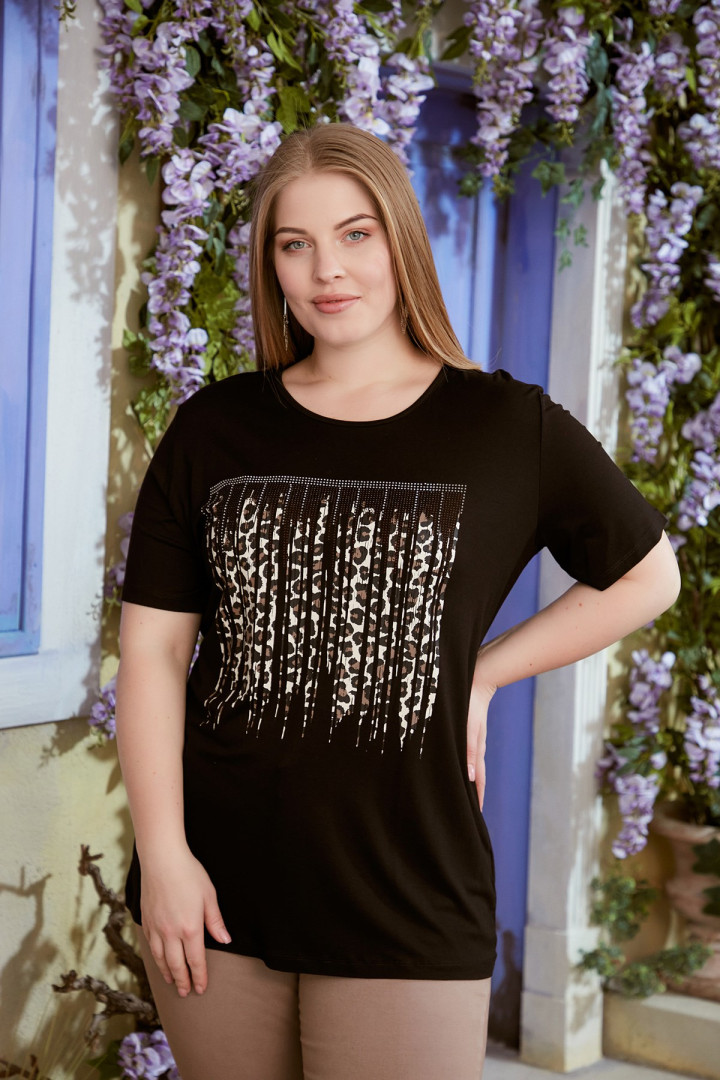 

Футболка женская RMG Buyuk Beden 18779 черная 46 EU, Черный, 18779