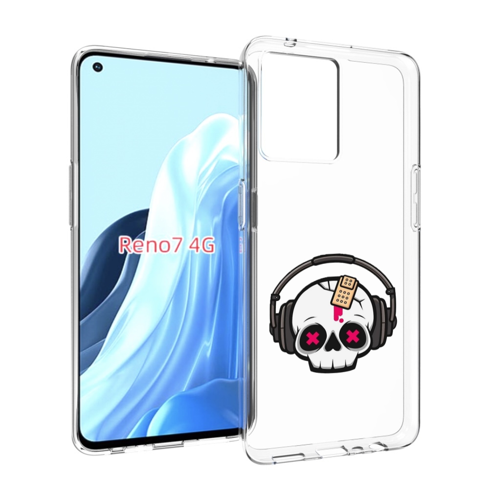 

Чехол MyPads черепок в наушниках для OPPO RENO 7 4G, Прозрачный, Tocco