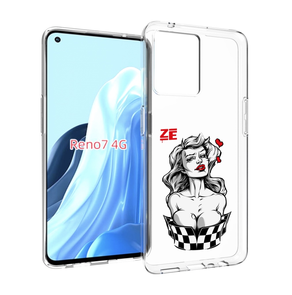 

Чехол MyPads черно белая девушка с красными губами женский для OPPO RENO 7 4G, Прозрачный, Tocco