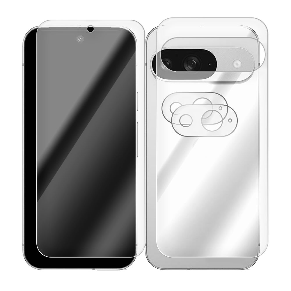 

Комплект из защитных гибридных стекол Krutoff для Google Pixel 9 перед/зад/камера