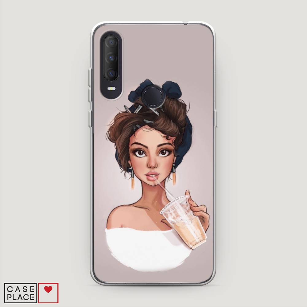 

Чехол на Alcatel 1S (2020) "Девушка с фраппе", Серый, 170850-6