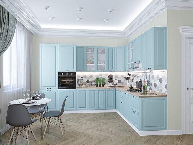 

Кухонный гарнитур Vivat Ницца-04 Голубой угловая