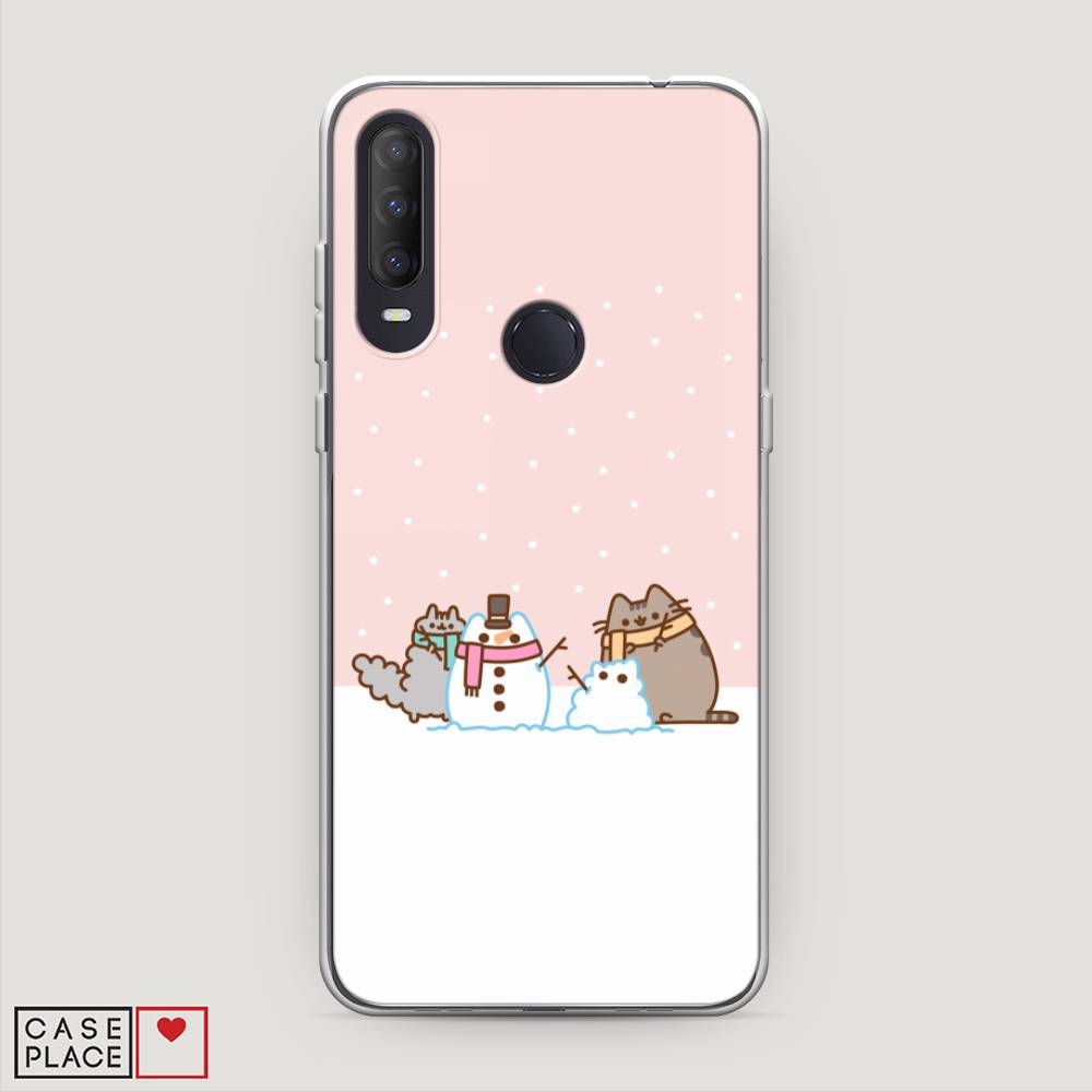 

Чехол на Alcatel 1S (2020) "Котики в снегу", Розовый;белый;серый, 170850-5