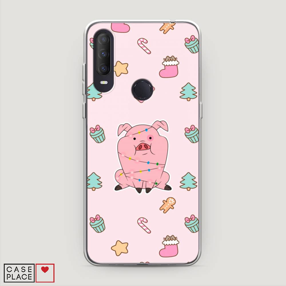 

Чехол на Alcatel 1S (2020) "Розовая свинка", Розовый;зеленый, 170850-5