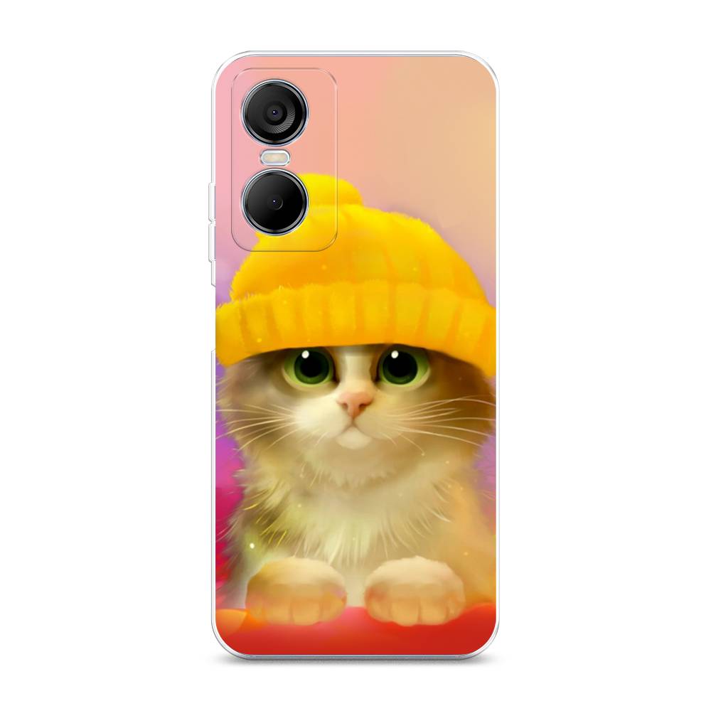 

Чехол Awog на Tecno Pop 6 pro / Техно Поп 6 Про "Котенок в желтой шапке", Желтый