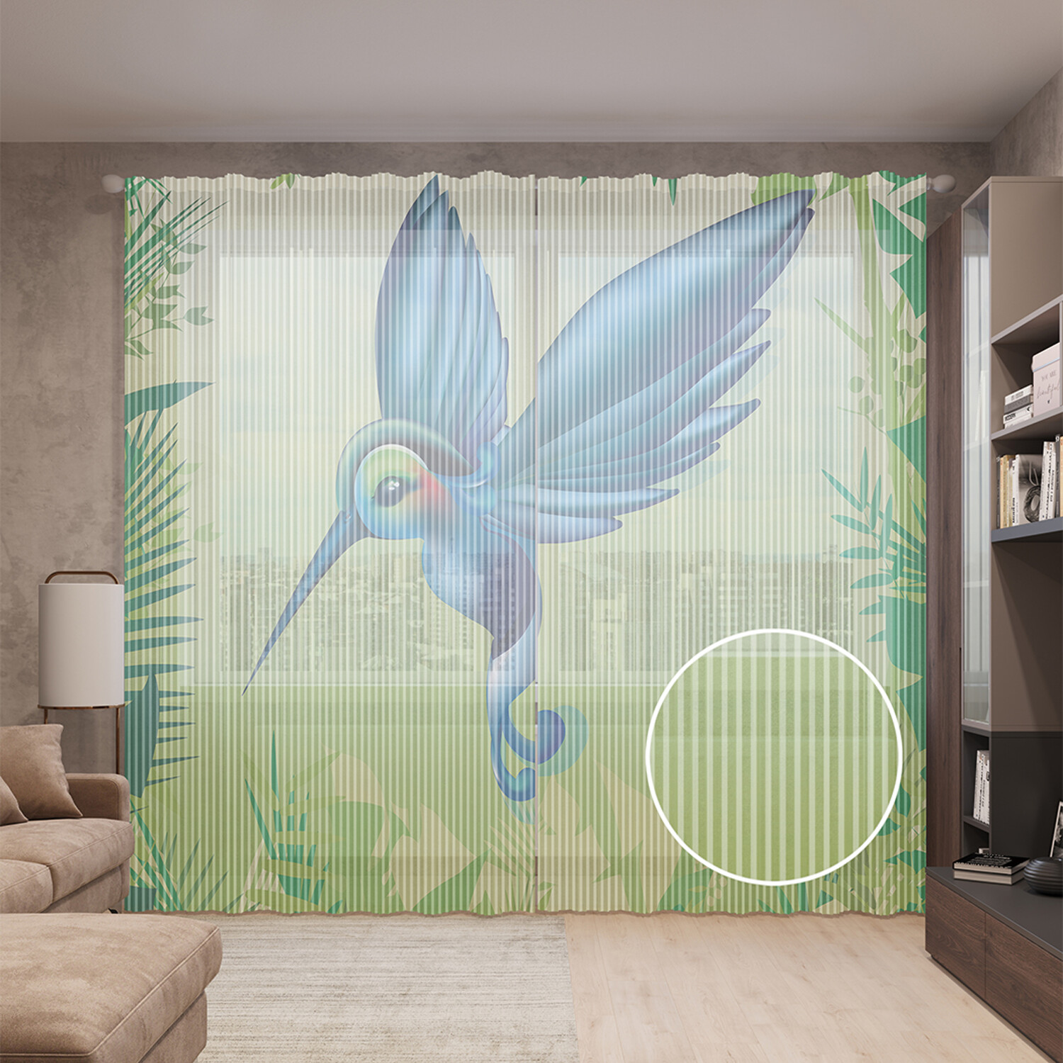 

Тюль вуаль на шторной ленте с принтом JoyArty "Волшебство колибри", 310х265 см, Волшебство колибри