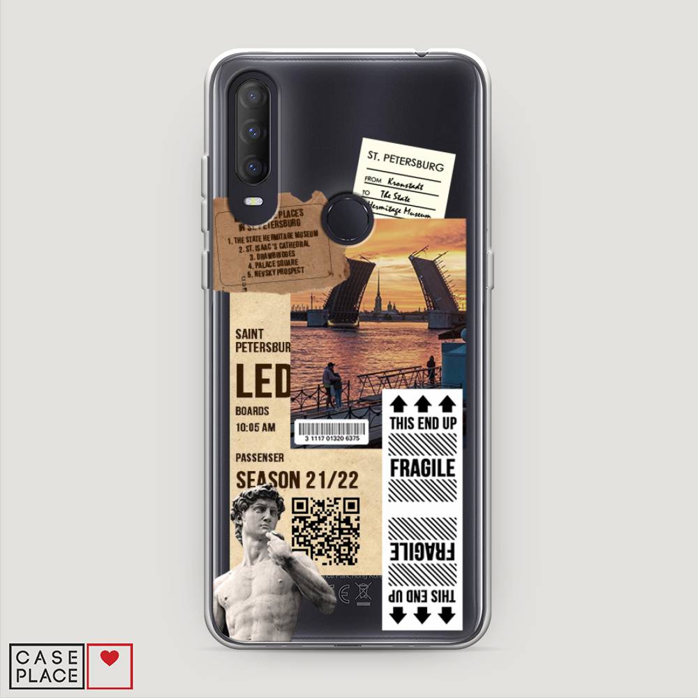 

Чехол на Alcatel 1S (2020) "Санкт-Петербург коллаж", Коричневый;бежевый;белый, 170850-6