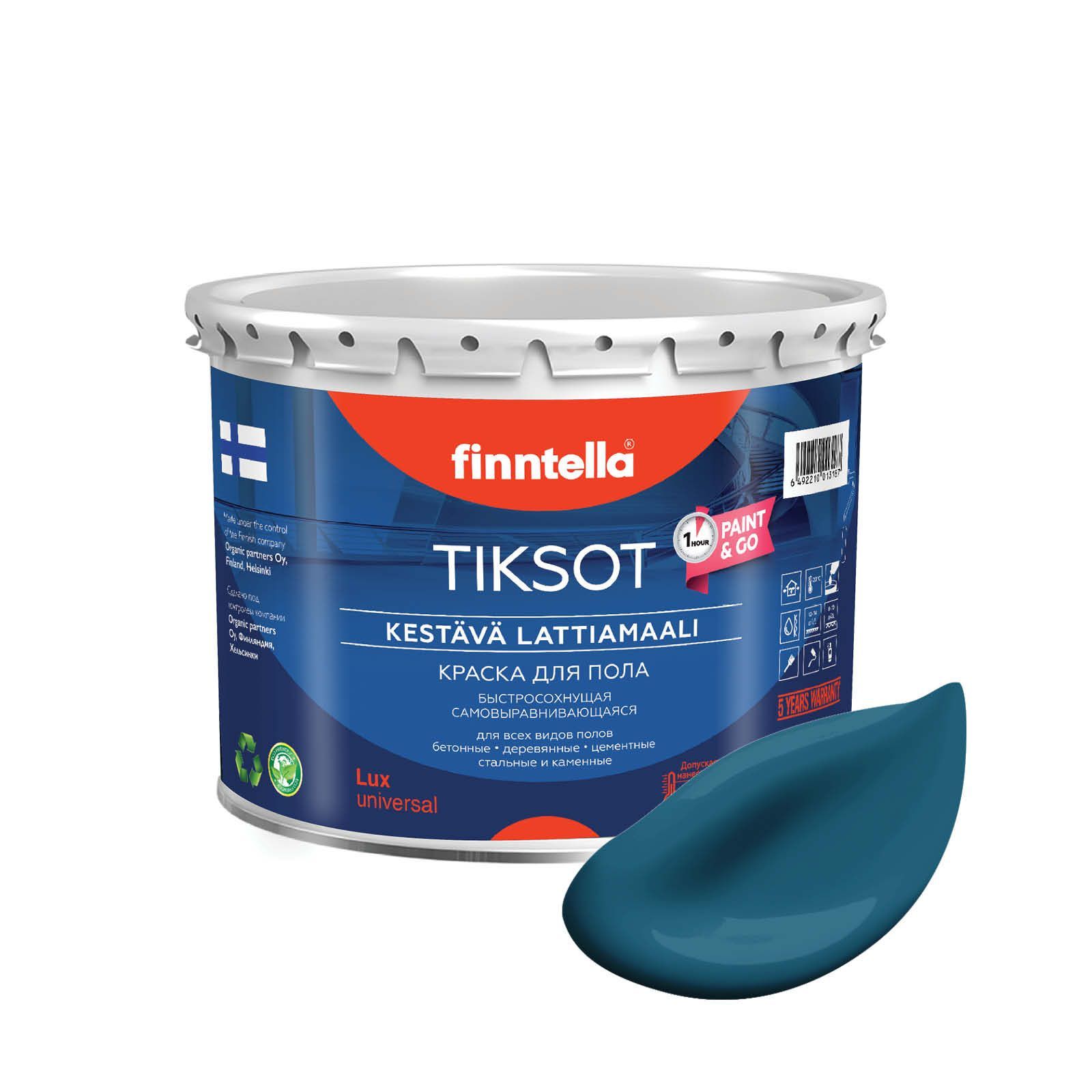 

Краска TIKSOT, MYRSKY бирюзовый, 2,7л, Зеленый, для пола самовыравнивающаяся TIKSOT. Сохнет за 1 час.