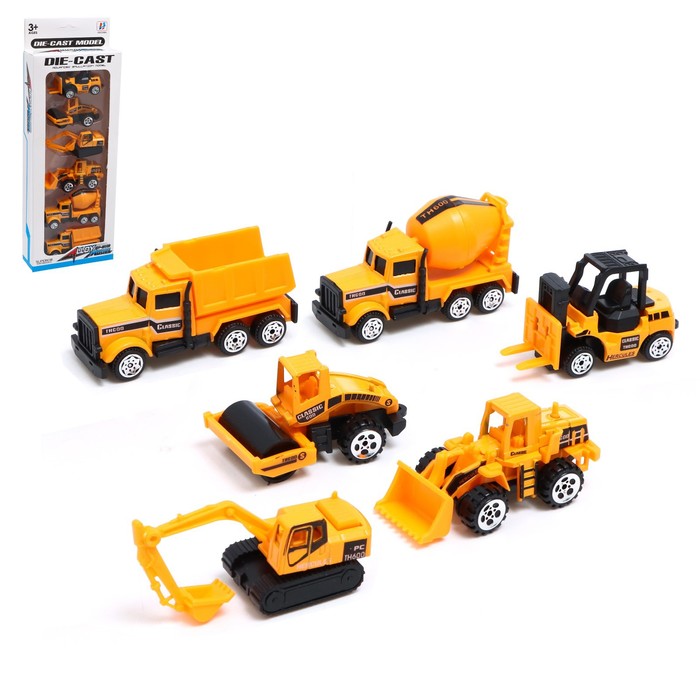 

Набор металлических машин Автоград Строительная техника, 6 шт., Желтый