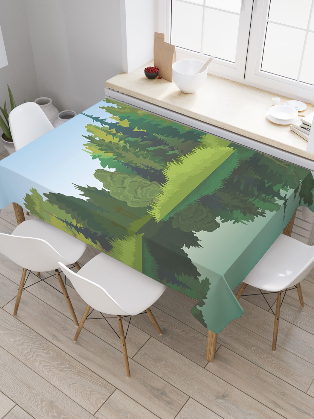 

Скатерть прямоугольная JoyArty "Живописный берег" из сатена, 180x145 см, Зеленый, Живописный берег