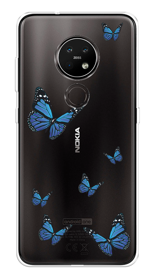 

Чехол на Nokia 6.2/7.2 "Blue butterflies", Синий;черный, 123150-1