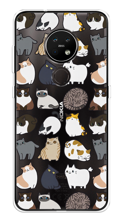 

Чехол на Nokia 6.2/7.2 "Милые котики", Прозрачный;белый;серый, 123150-1