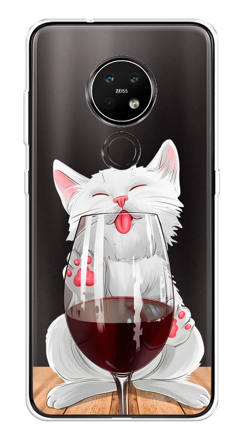 

Чехол на Nokia 6.2/7.2 "Кот с бокалом", Прозрачный;белый;красный, 123150-1
