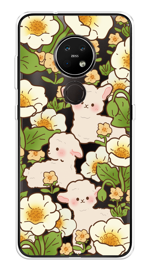 

Чехол на Nokia 6.2/7.2 "Овечки в цветах", Зеленый;бежевый, 123150-1